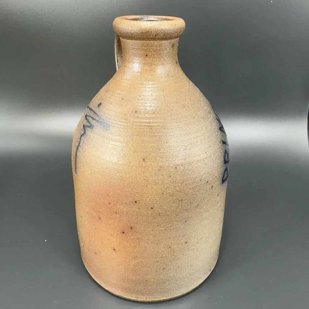 Vintage 1988 Braun Buffalo NY Stoneware Jug Container Brown Salt Glaze Pottery‎